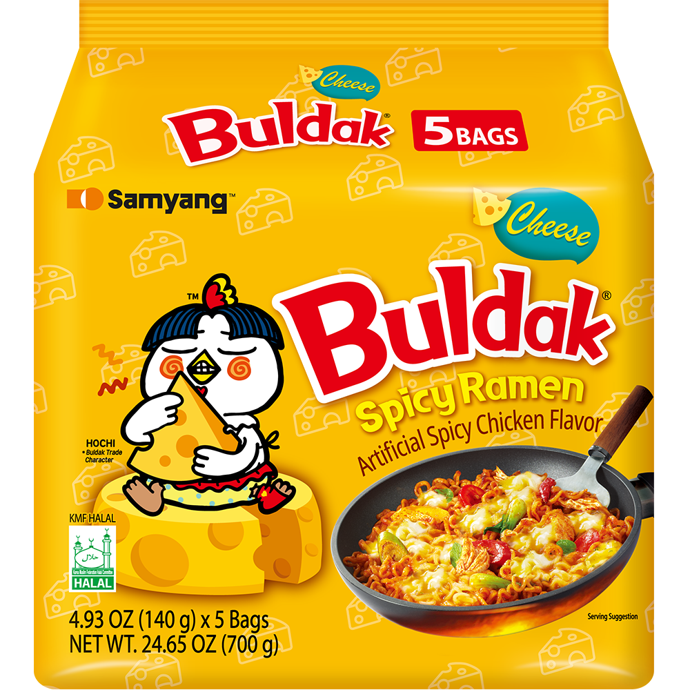 A Pack of 5 Samyang Cheese Buldak Ramen Hot Chicken Flavour Noodles (140g x 5)