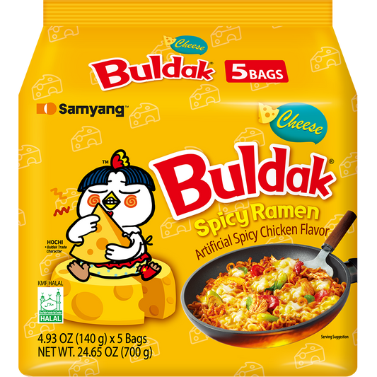 A Pack of 5 Samyang Cheese Buldak Ramen Hot Chicken Flavour Noodles (140g x 5)